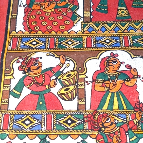 2 Piece Stunning and Unique Antique/ Vintage Hand Painted Tapestries From India - Picture 12 of 16